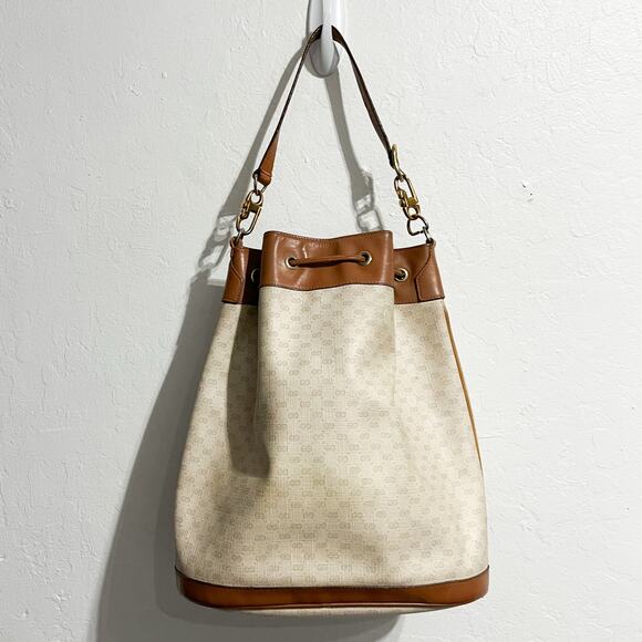 Vintage Gucci Bucket Bag Micro GG Monogram Logo Ivory Cream Brown 80's - Picture 2 of 11